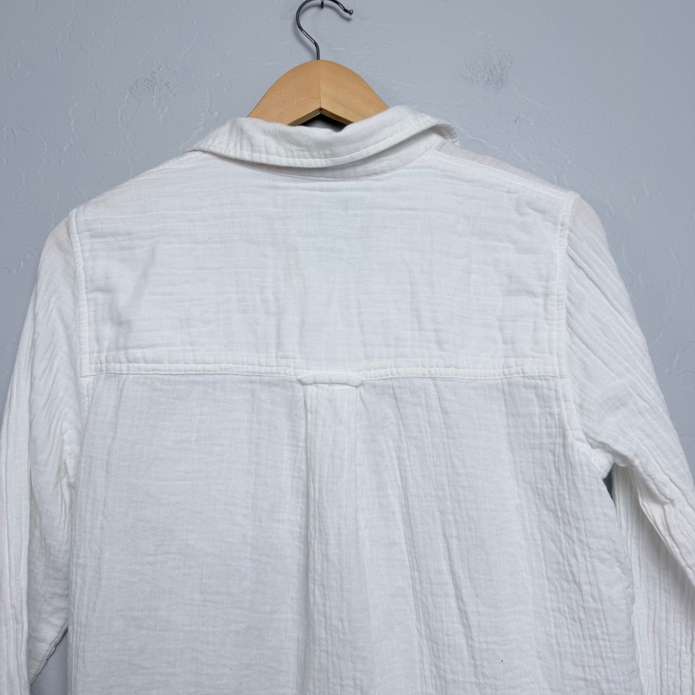 Quince White 100% Organic Cotton Gauze Long Sleeve Button Down Shirt Small - Picture 6 of 10